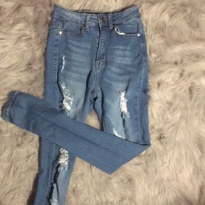 Distressed High Rise Jeans